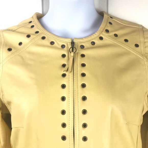 Bradley by Bradley Bayou Yellow Leather Jacket M - Picture 3 of 8